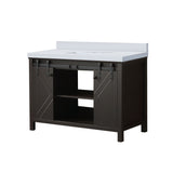 Marsyas 48 in. Freestanding Bathroom Vanity with White Quartz top, White Square Sink