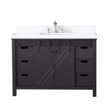 Marsyas 48" Brown Single Vanity, White Quartz Top, White Square Sink and no Mirror