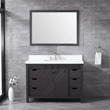 Marsyas Brown Freestanding Bathroom Vanity with White Quartz top, White Square Sink