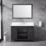 Marsyas 48" Brown Single Vanity, White Quartz Top, White Square Sink and no Mirror