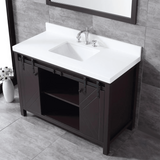 Marsyas 48" Brown Single Vanity, White Quartz Top, White Square Sink and no Mirror