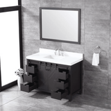 Marsyas 48" Brown Single Vanity, White Quartz Top, White Square Sink and no Mirror