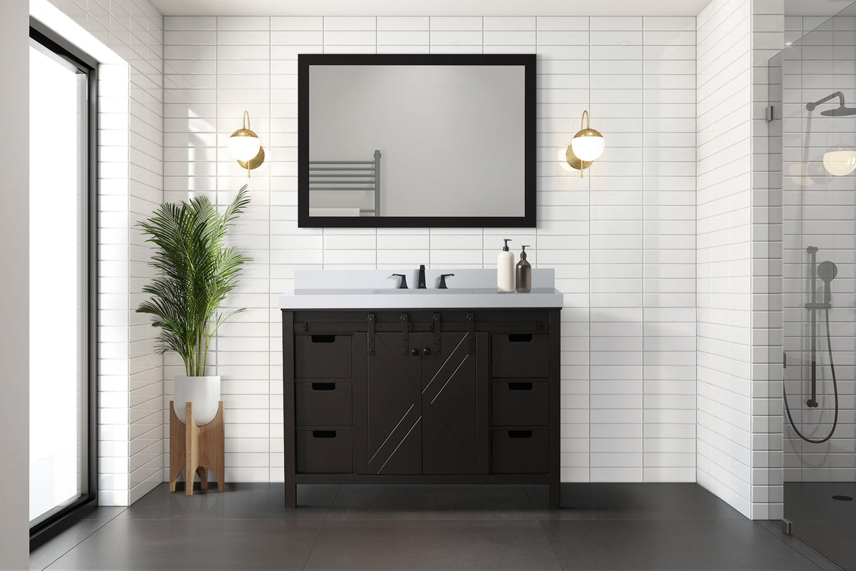 Marsyas 48 in. Freestanding Bathroom Vanity with White Quartz top, White Square Sink