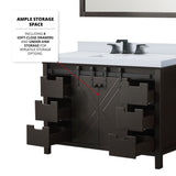 Marsyas 48 in. Freestanding Bathroom Vanity with White Quartz top, White Square Sink