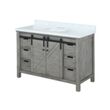Marsyas 48 in. Freestanding Bathroom Vanity with White Quartz top, White Square Sink