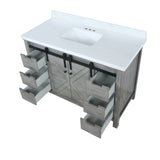 Marsyas 48 in. Freestanding Bathroom Vanity with White Quartz top, White Square Sink