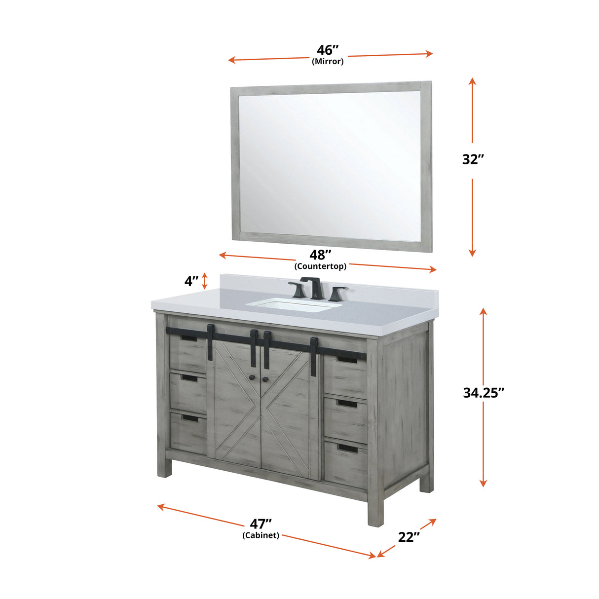 Marsyas 48 in. Freestanding Bathroom Vanity with White Quartz top, White Square Sink