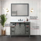 Marsyas 48 in. Freestanding Bathroom Vanity with White Quartz top, White Square Sink