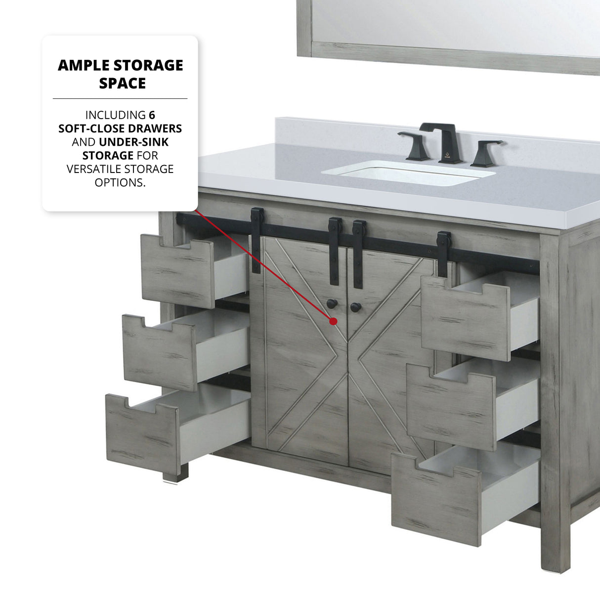 Marsyas 48 in. Freestanding Bathroom Vanity with White Quartz top, White Square Sink