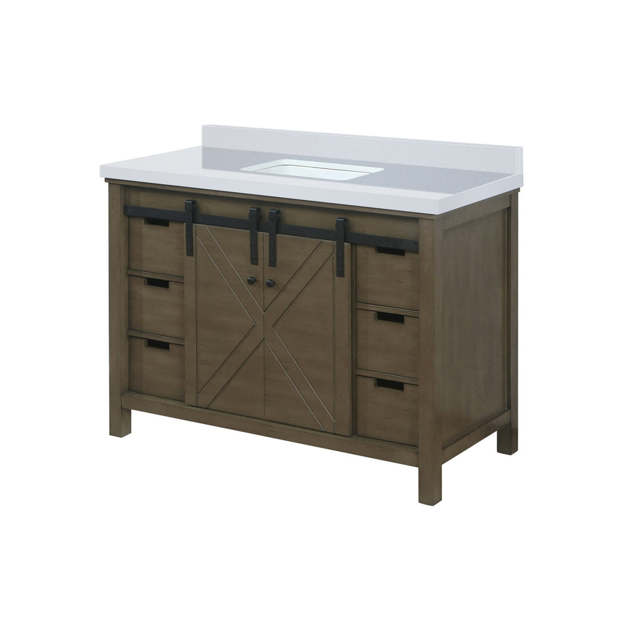 Marsyas 48 in. Freestanding Bathroom Vanity with White Quartz top, White Square Sink