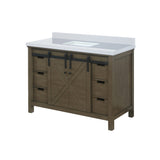 Marsyas 48 in. Freestanding Bathroom Vanity with White Quartz top, White Square Sink