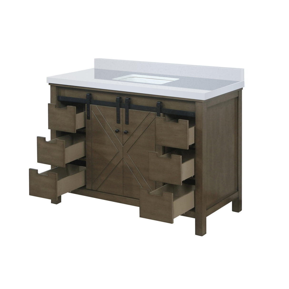 Marsyas 48 in. Freestanding Bathroom Vanity with White Quartz top, White Square Sink