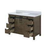 Marsyas 48 in. Freestanding Bathroom Vanity with White Quartz top, White Square Sink