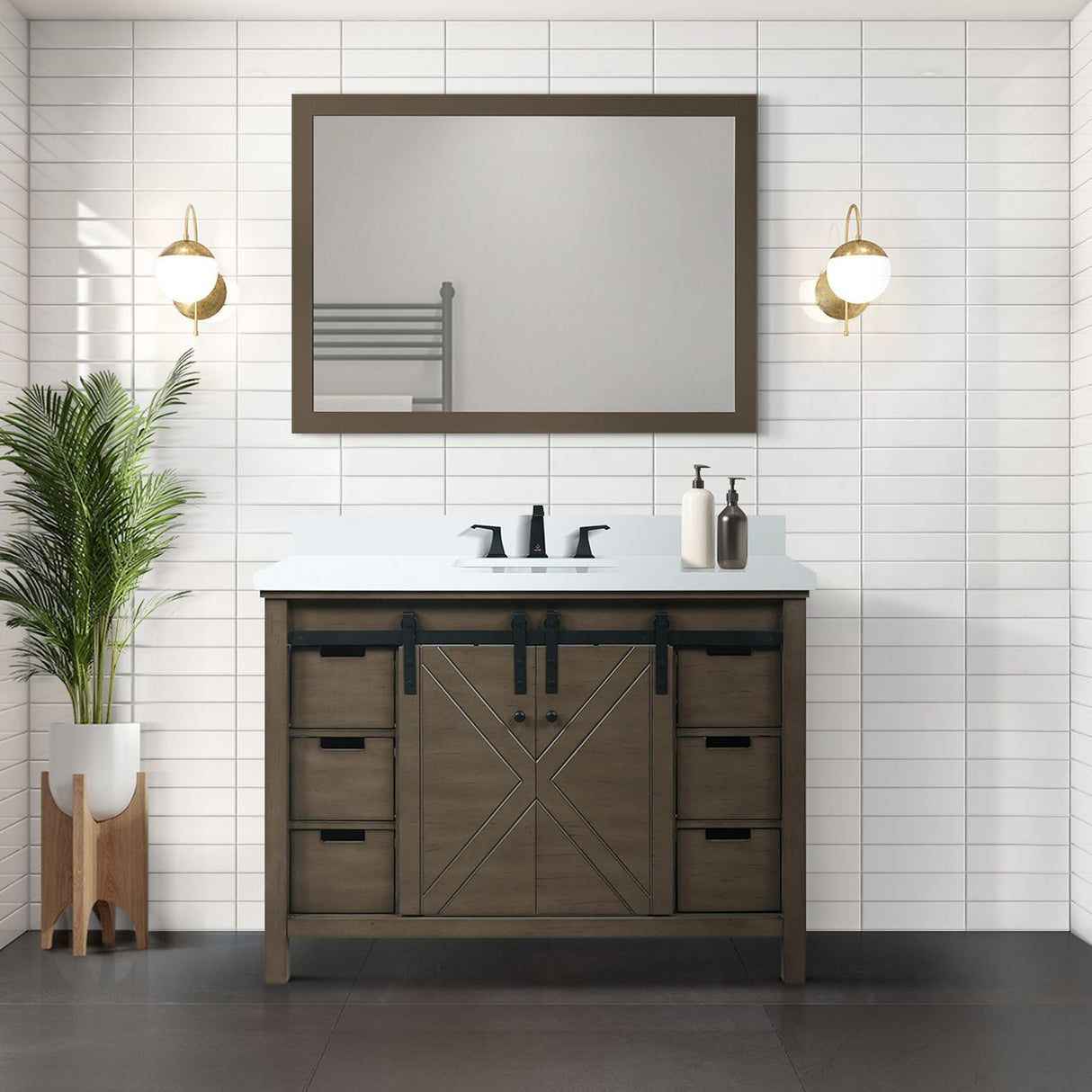 Marsyas 48 in. Freestanding Bathroom Vanity with White Quartz top, White Square Sink