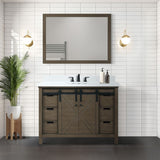 Marsyas 48 in. Freestanding Bathroom Vanity with White Quartz top, White Square Sink