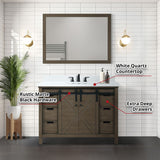 Marsyas 48 in. Freestanding Bathroom Vanity with White Quartz top, White Square Sink