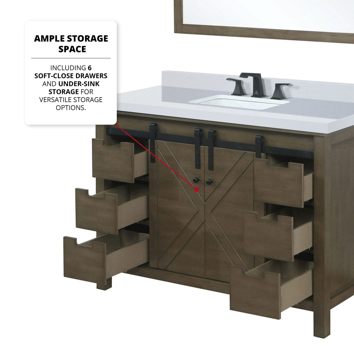 Marsyas 48 in. Freestanding Bathroom Vanity with White Quartz top, White Square Sink