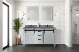 Marsyas 60 in. Freestanding Bathroom Vanity with White Quartz top, White Square Sink
