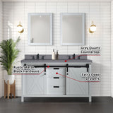 Marsyas 60 in. Freestanding Bathroom Vanity with White Quartz top, White Square Sink