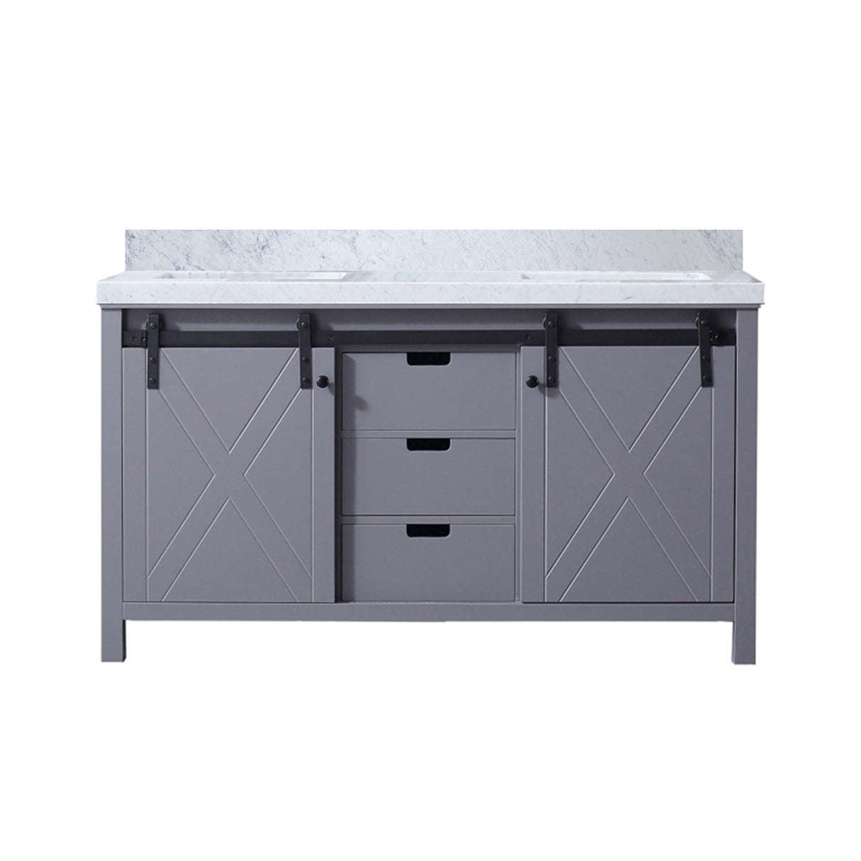 Marsyas 60 in. Freestanding Bathroom Vanity with White Quartz top, White Square Sink