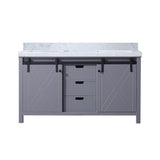 Marsyas 60 in. Freestanding Bathroom Vanity with White Quartz top, White Square Sink