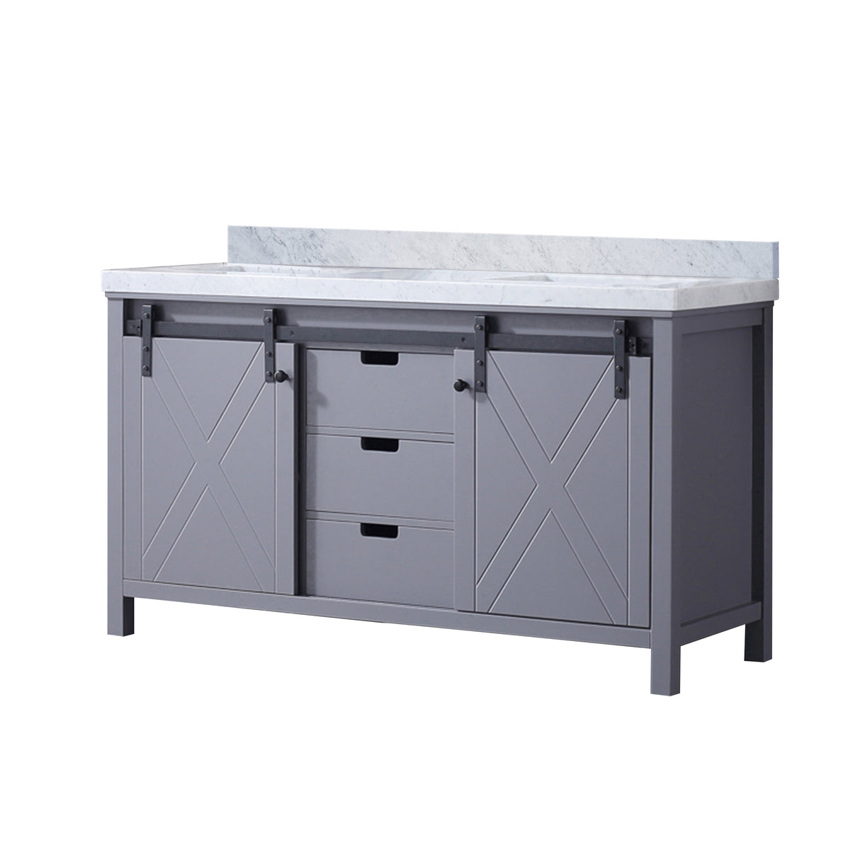 Marsyas 60 in. Freestanding Bathroom Vanity with White Quartz top, White Square Sink