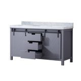 Marsyas 60 in. Freestanding Bathroom Vanity with White Quartz top, White Square Sink