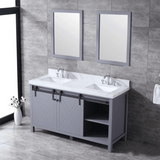 Marsyas Freestanding Dark Grey Freestanding Bathroom Vanity With Undermount Ceramic Sink, White Carrara Marble Top