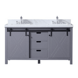 Marsyas Freestanding Dark Grey Freestanding Bathroom Vanity With Undermount Ceramic Sink, White Carrara Marble Top