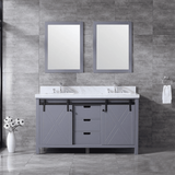 Marsyas Freestanding Dark Grey Freestanding Bathroom Vanity With Undermount Ceramic Sink, White Carrara Marble Top