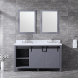 Marsyas 60 In. Freestanding Dark Grey Bathroom Vanity With Double Undermount Ceramic Sink, White Carrara Marble Top