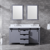 Marsyas Freestanding Dark Grey Freestanding Bathroom Vanity With Undermount Ceramic Sink, White Carrara Marble Top