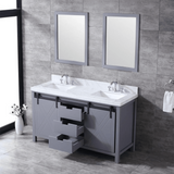 Marsyas Freestanding Dark Grey Freestanding Bathroom Vanity With Undermount Ceramic Sink, White Carrara Marble Top