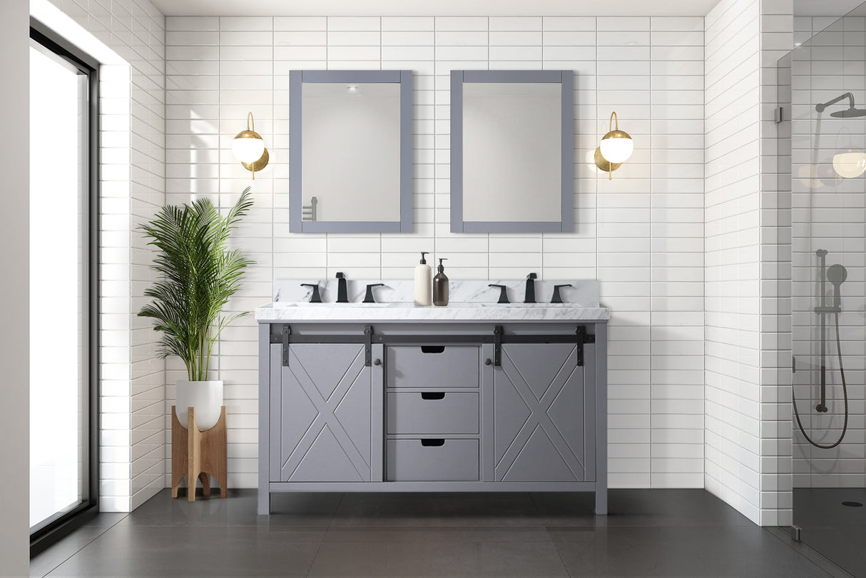 Marsyas 60 in. Freestanding Bathroom Vanity with White Quartz top, White Square Sink