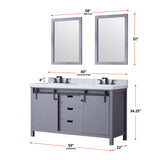 Marsyas 60 in. Freestanding Bathroom Vanity with White Quartz top, White Square Sink