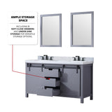 Marsyas 60 in. Freestanding Bathroom Vanity with White Quartz top, White Square Sink