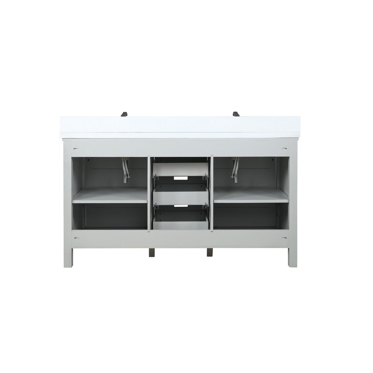 Marsyas Ash Grey Freestanding Bathroom Vanity with White Quartz top, White Square Sink