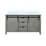 Marsyas 60 in. Freestanding Bathroom Vanity with White Quartz top, White Square Sink
