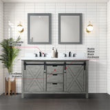 Marsyas 60 in. Freestanding Bathroom Vanity with White Quartz top, White Square Sink