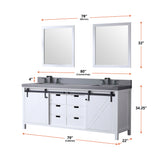 Marsyas 80 in. Freestanding Bathroom Vanity with White Quartz top, White Square Sink