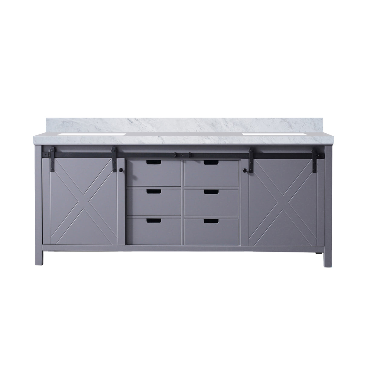 Marsyas 80 in. Freestanding Bathroom Vanity with White Quartz top, White Square Sink