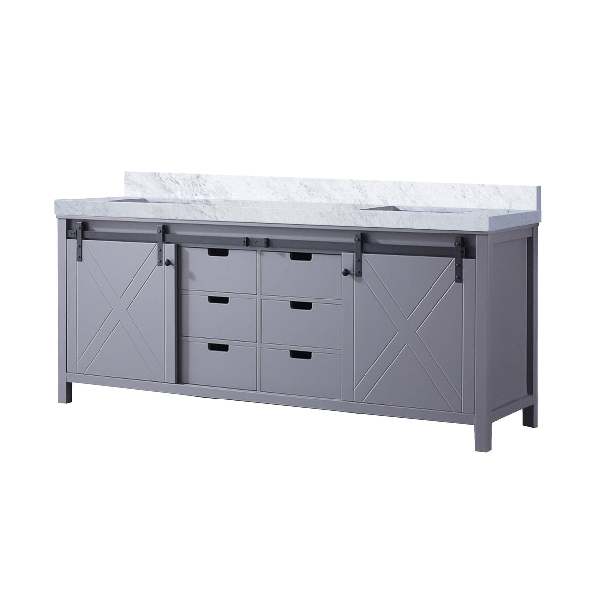 Marsyas 80 in. Freestanding Bathroom Vanity with White Quartz top, White Square Sink