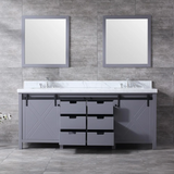 Marsyas Freestanding Dark Grey Freestanding Bathroom Vanity With Undermount Ceramic Sink, White Carrara Marble Top