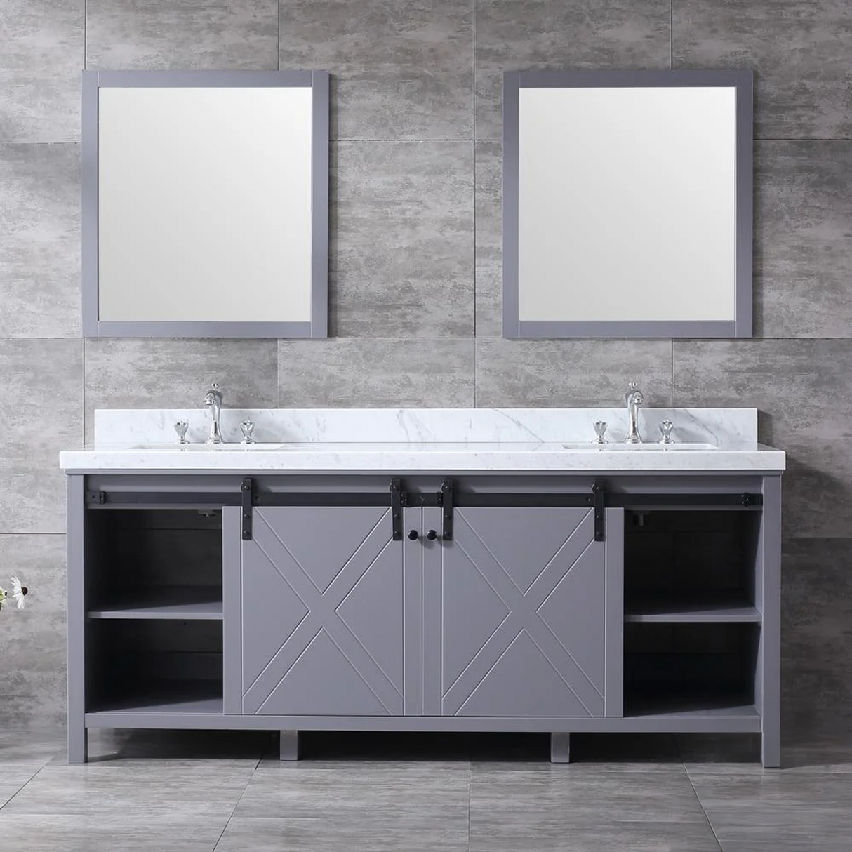 Marsyas Freestanding Dark Grey Freestanding Bathroom Vanity With Undermount Ceramic Sink, White Carrara Marble Top
