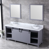 Marsyas 80 In. Freestanding Dark Grey Bathroom Vanity With Double Undermount Ceramic Sink, White Carrara Marble Top