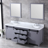 Marsyas Freestanding Dark Grey Freestanding Bathroom Vanity With Undermount Ceramic Sink, White Carrara Marble Top