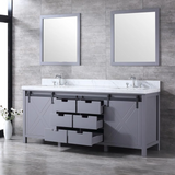 Marsyas Freestanding Dark Grey Freestanding Bathroom Vanity With Undermount Ceramic Sink, White Carrara Marble Top