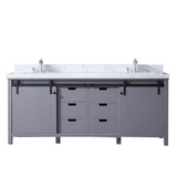 Marsyas Freestanding Dark Grey Freestanding Bathroom Vanity With Undermount Ceramic Sink, White Carrara Marble Top