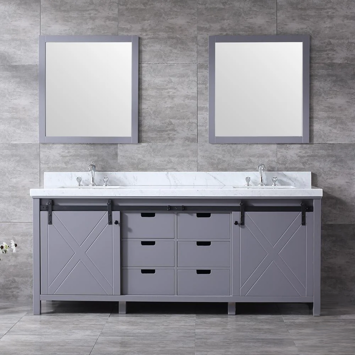 Marsyas Freestanding Dark Grey Freestanding Bathroom Vanity With Undermount Ceramic Sink, White Carrara Marble Top