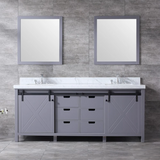 Marsyas Freestanding Dark Grey Freestanding Bathroom Vanity With Undermount Ceramic Sink, White Carrara Marble Top
